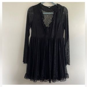 Urban Outfitters Janet Lace Long Sleeve Mini Dress